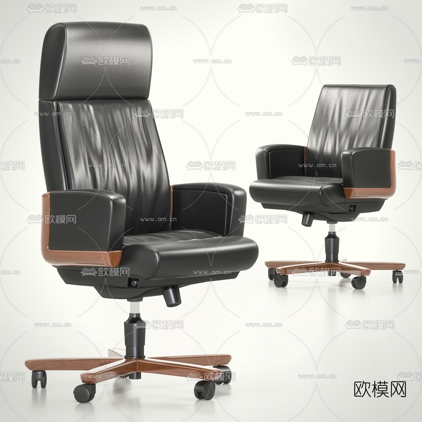现代皮革大班椅组合3d模型