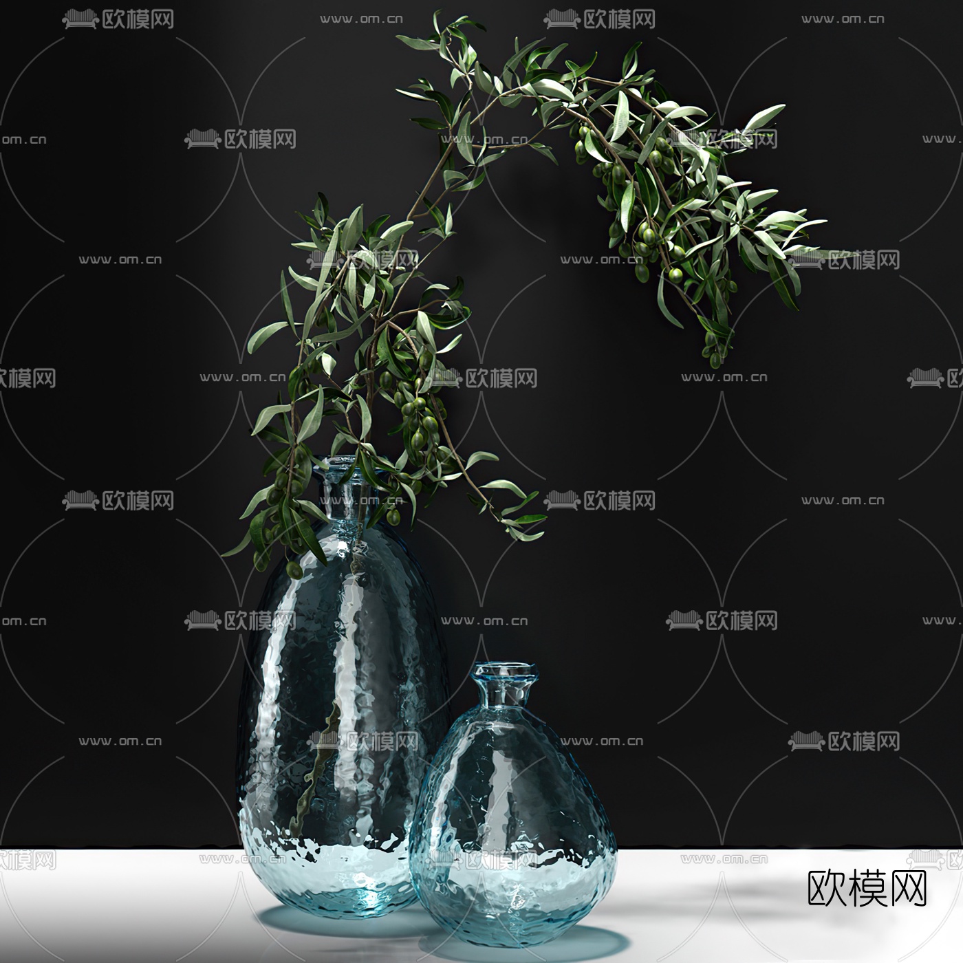 现代花瓶插花3d模型下载（渲染图1）