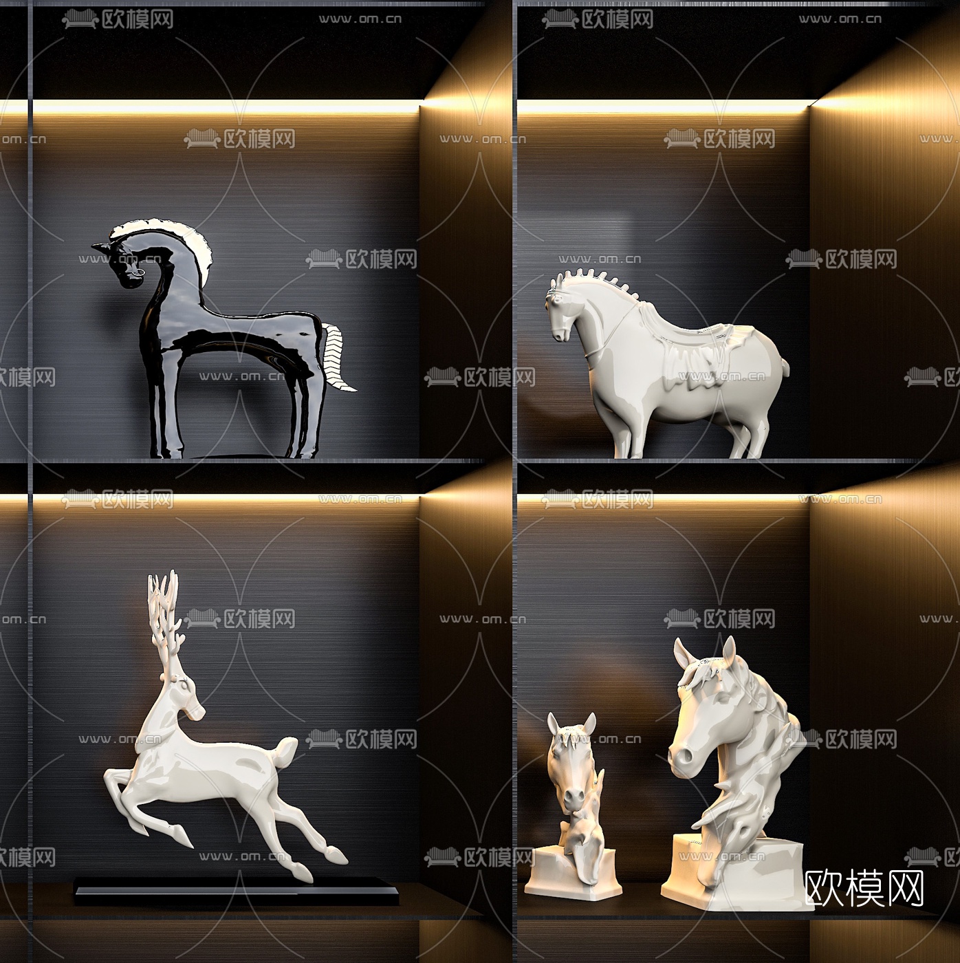 现代动物饰品摆件3d模型