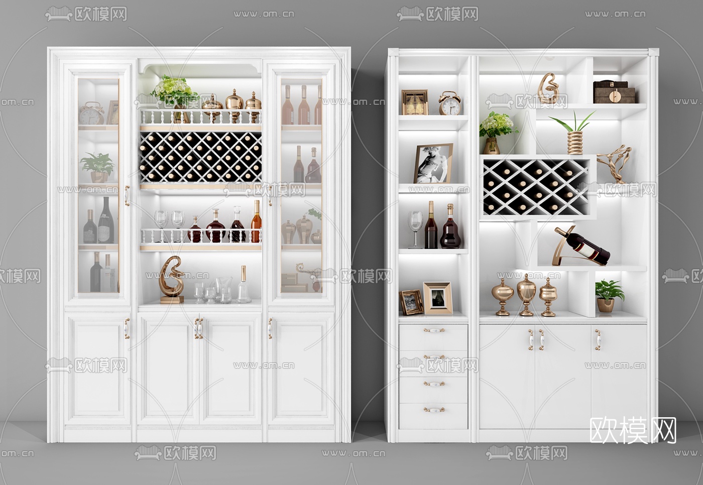 简欧酒柜组合3d模型