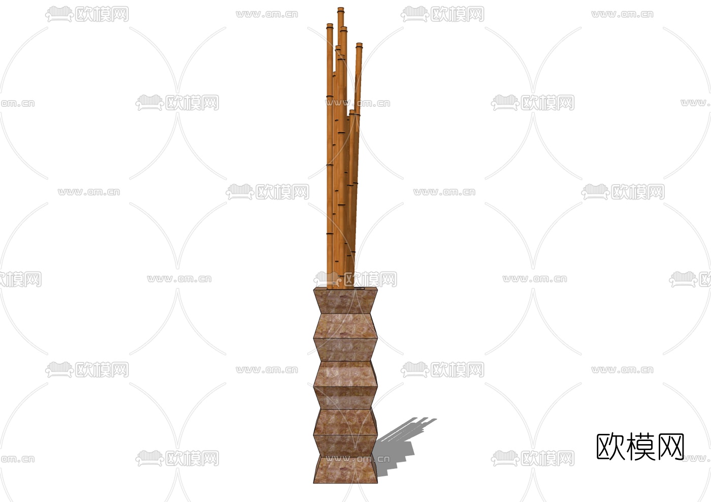 新中式花瓶竹竿摆件免费su模型下载