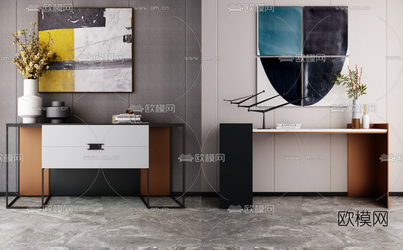 现代端景柜3d模型