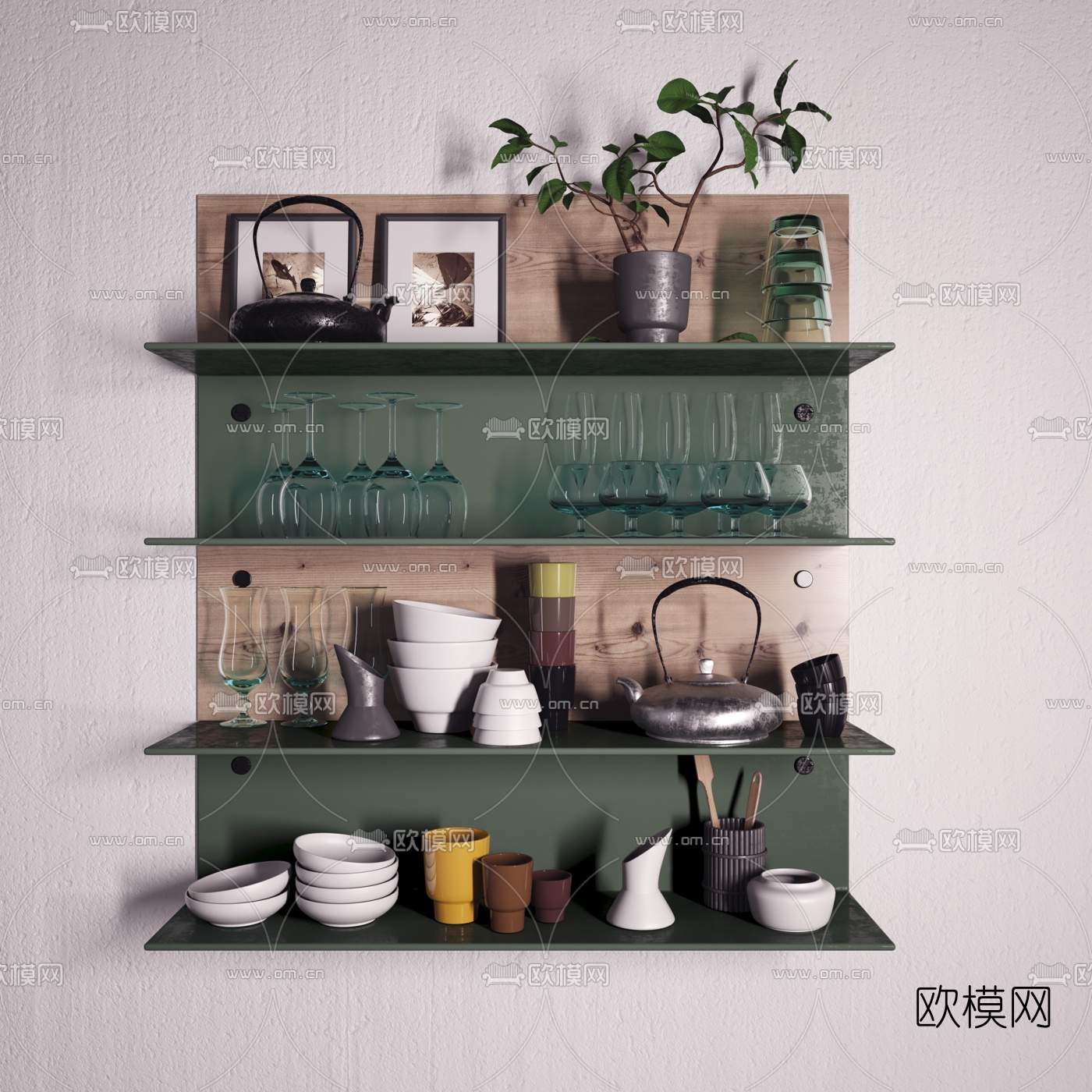 北欧餐具玻璃杯组合3D模型下载