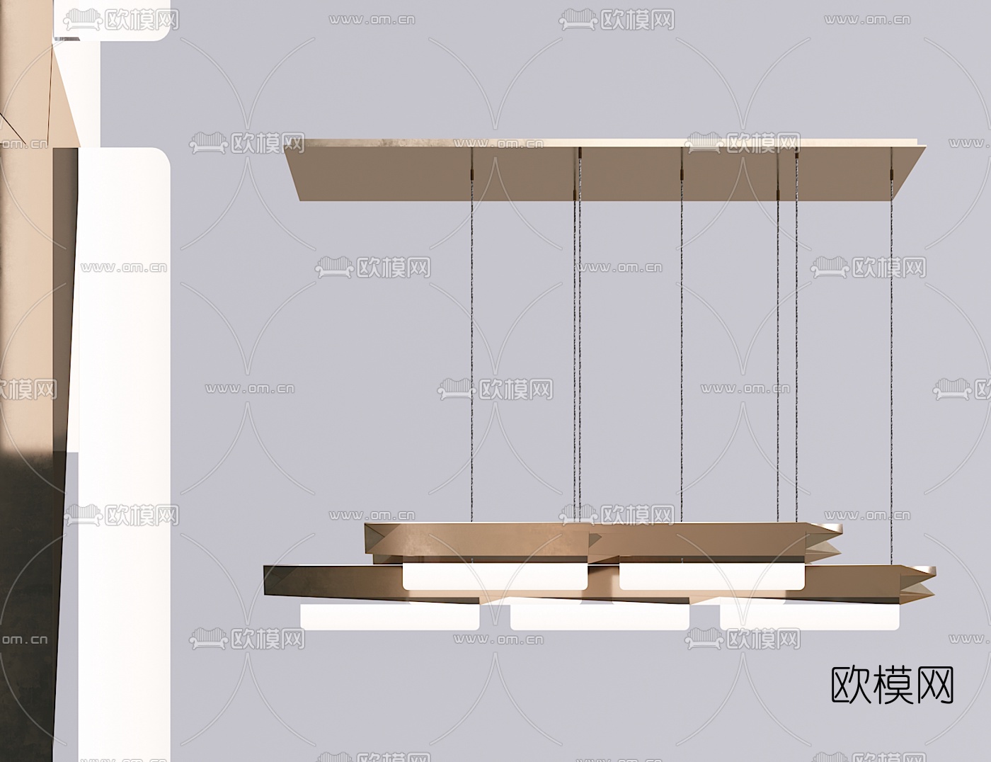 现代金属条形办公吊灯3d模型-免费3dmax模型库-欧模网