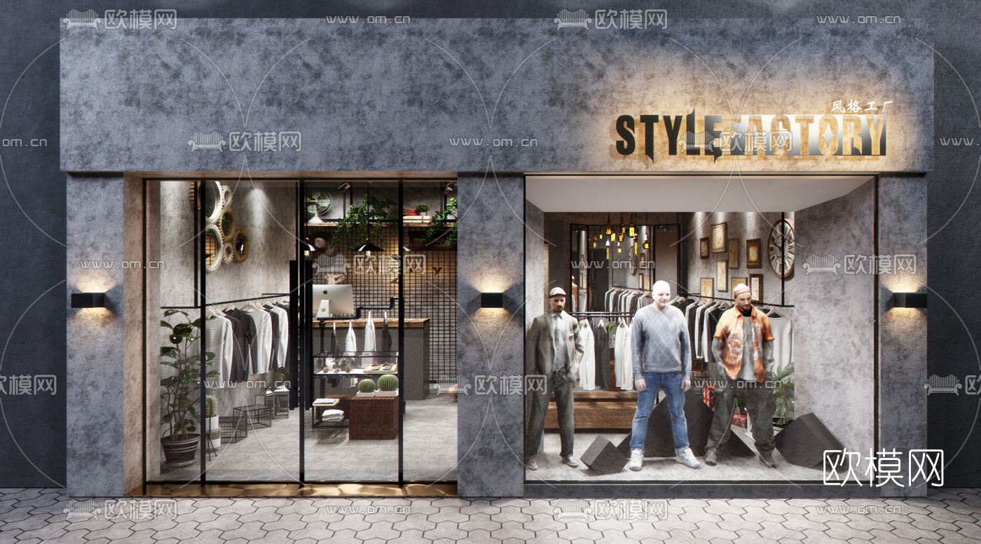 工业风服装店3d模型下载（渲染图2）