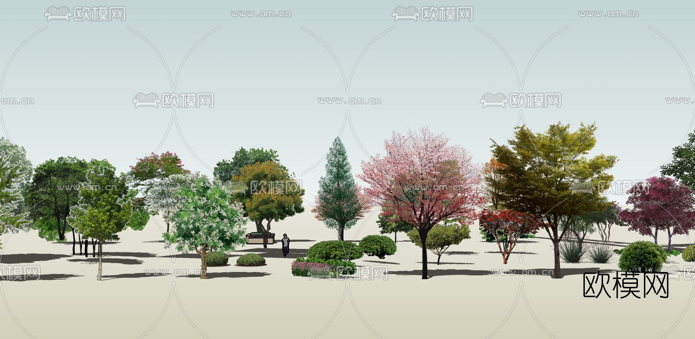 现代植物组合su模型下载（渲染图2）