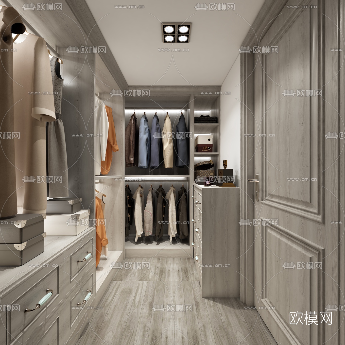 新中式衣帽间3d模型下载