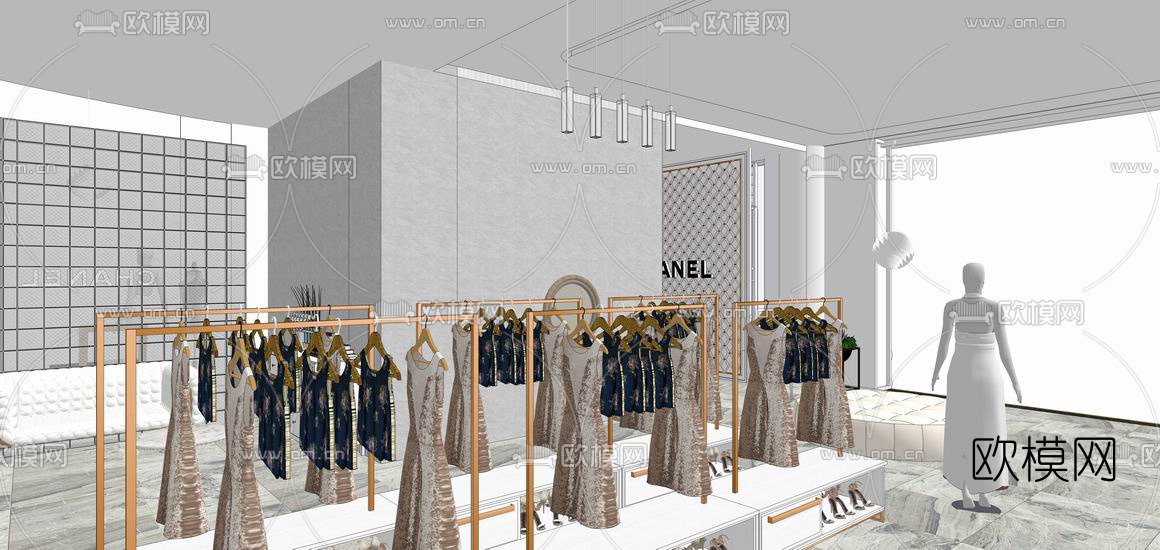 现代服装店su模型下载（渲染图5）