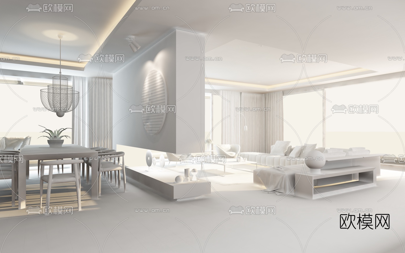 K2LD Architect设计现代客厅餐厅3d模型
