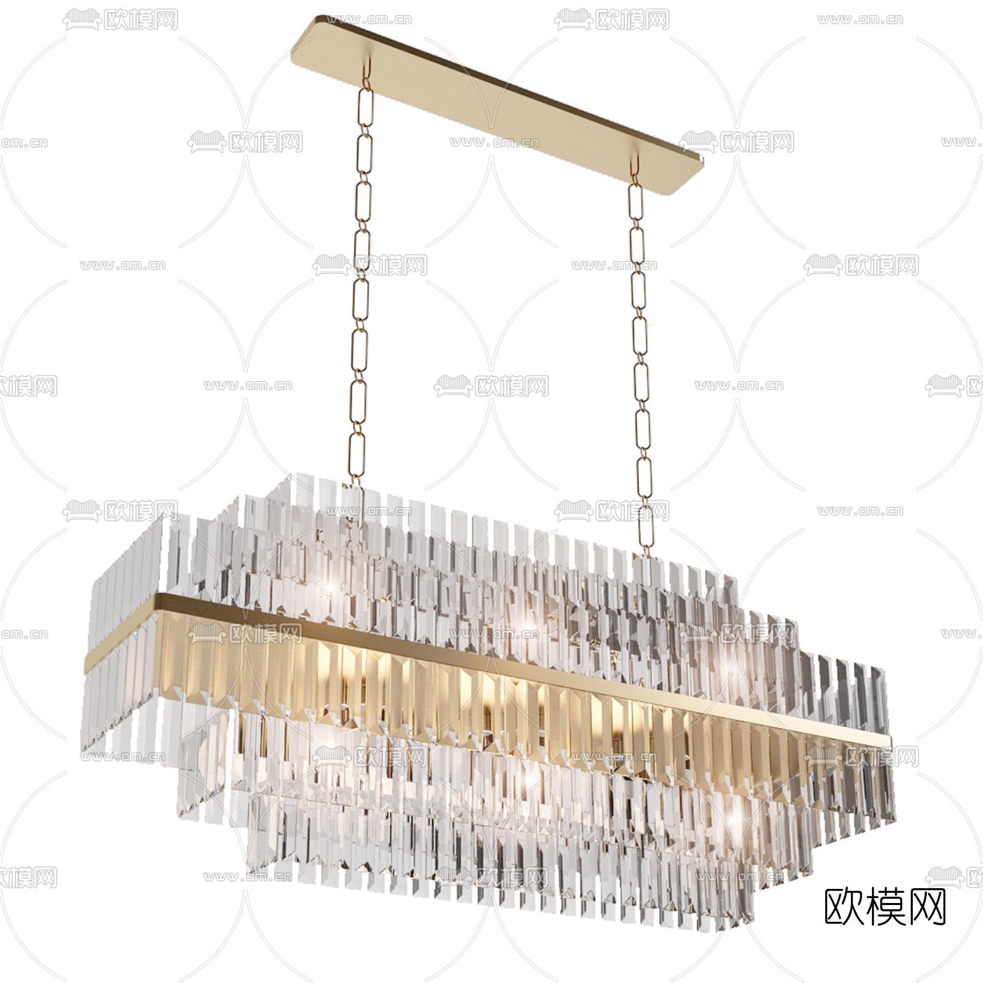 现代水晶多层吊灯3d模型下载（渲染图4）