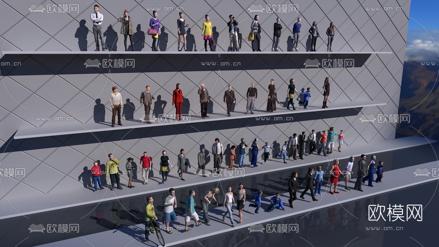 现代美女人物3d模型下载（渲染图2）