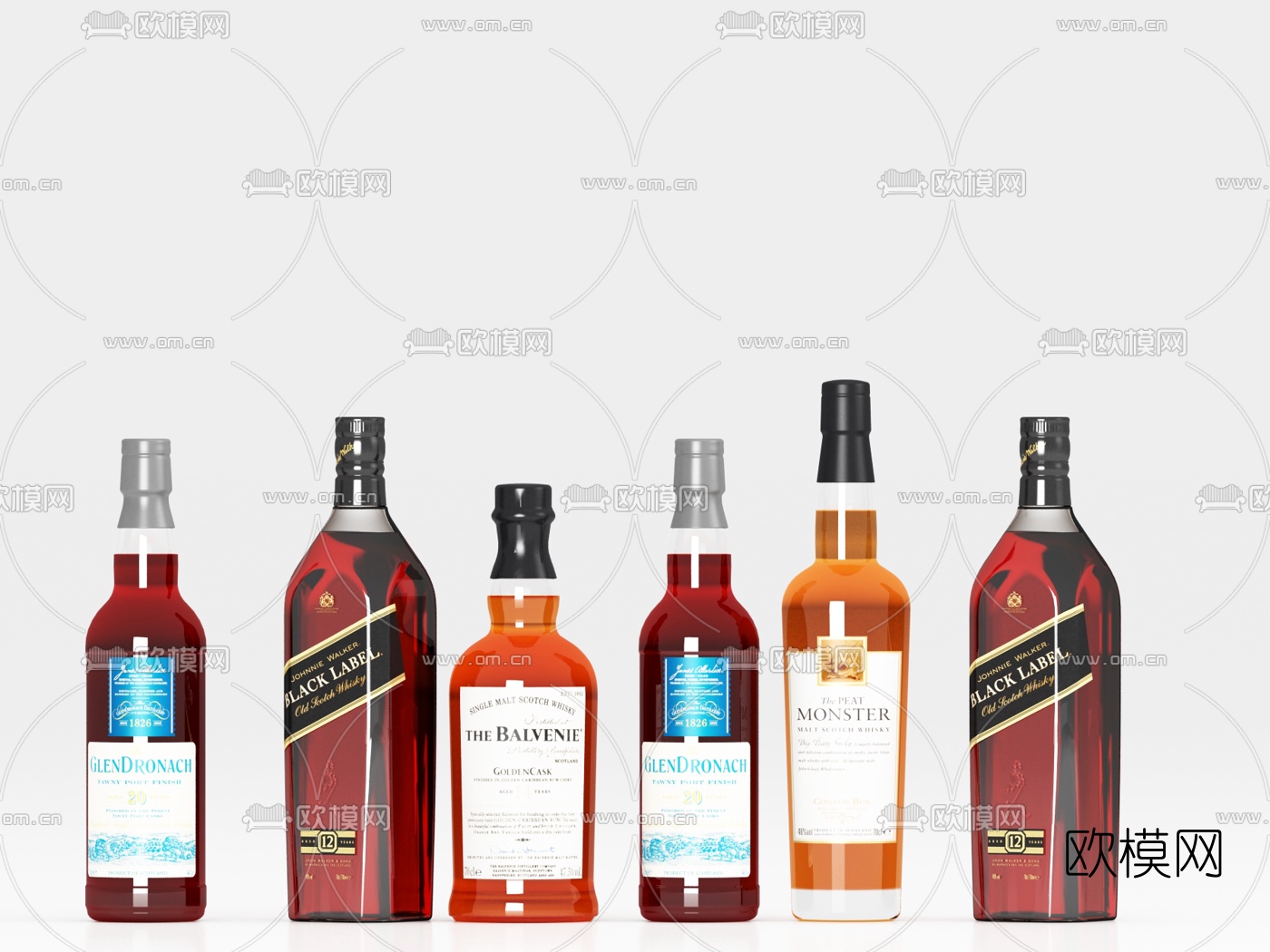 现代酒水洋酒瓶3d模型下载