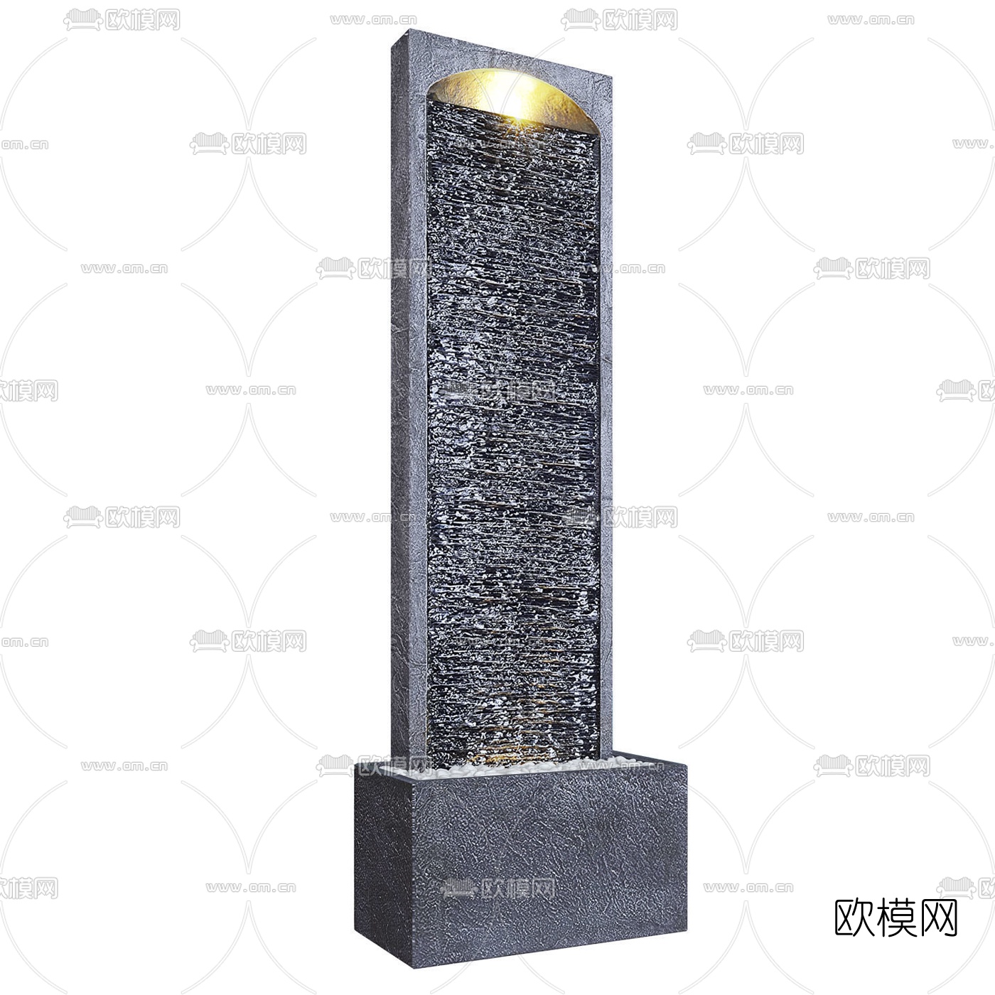 现代流水墙壁小品3d模型下载（渲染图2）