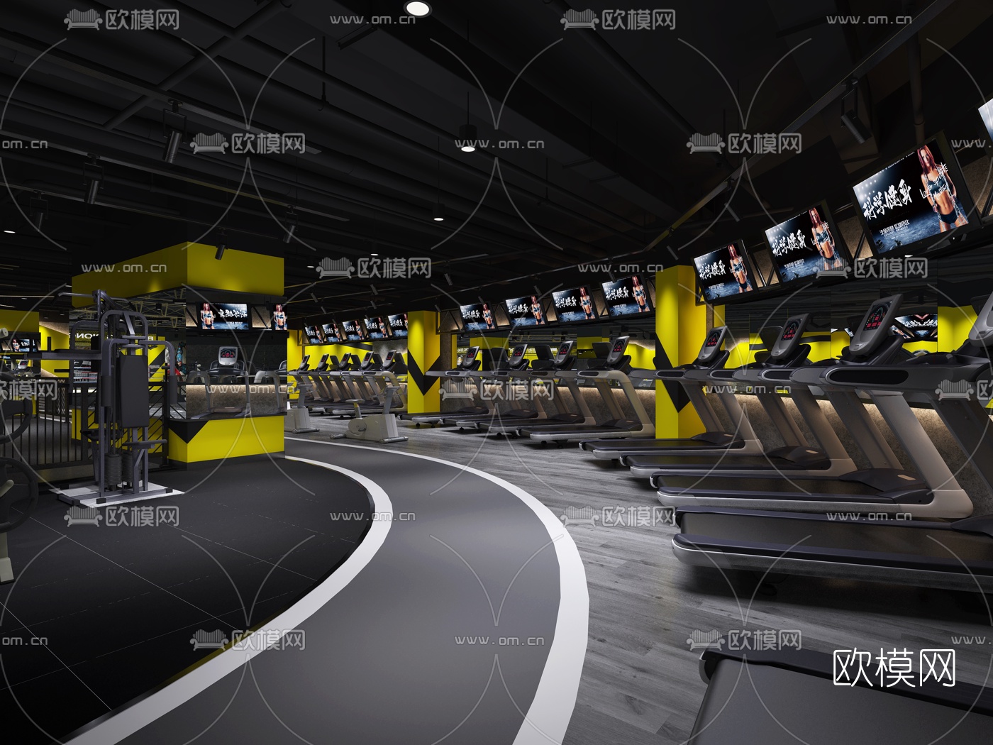 工业风健身房3d模型