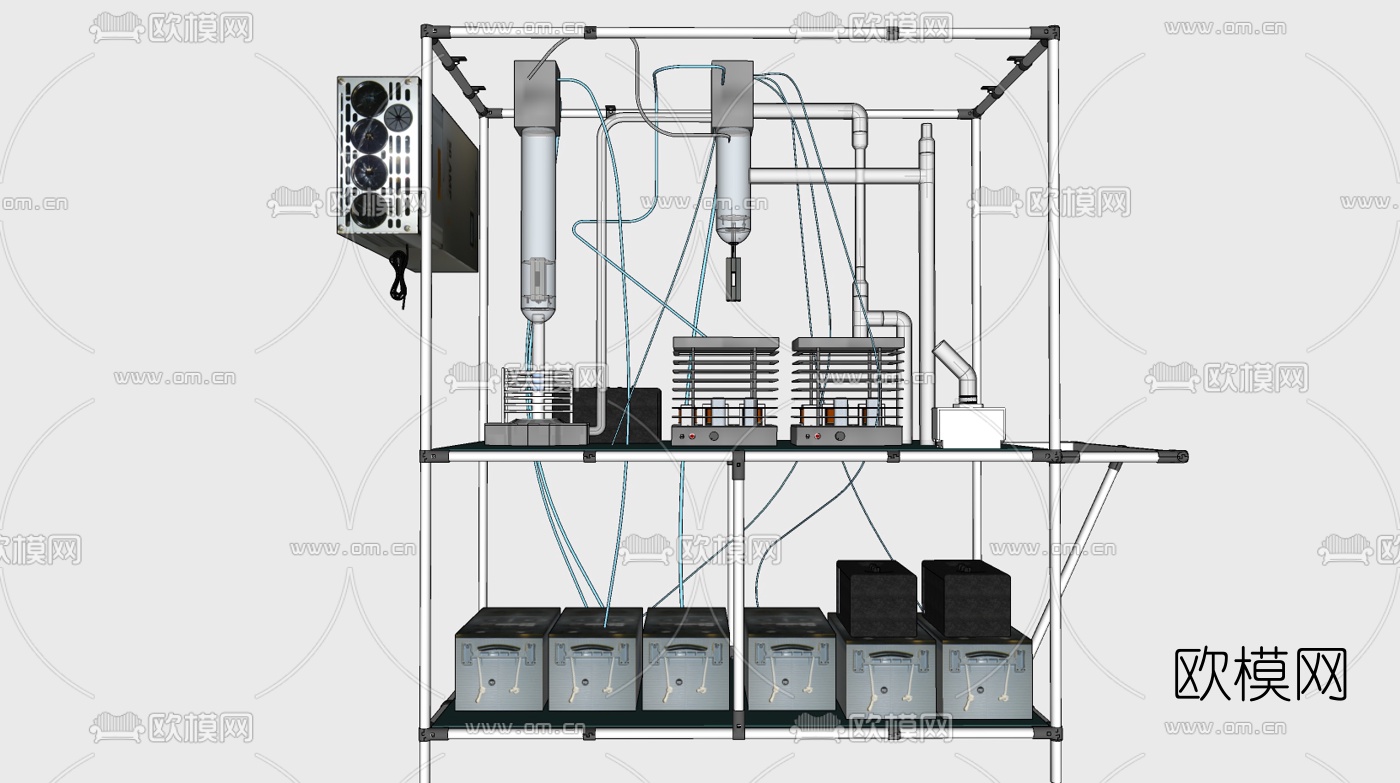 工业风污水处理设备su模型下载（渲染图1）