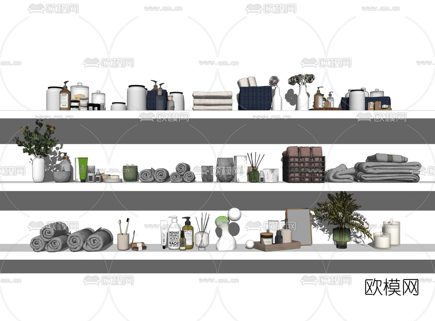 现代卫浴用品洗浴用品su模型下载