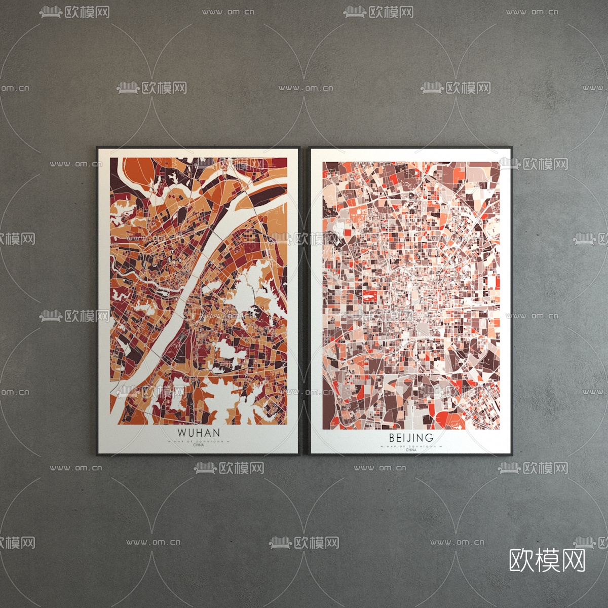 现代挂画装饰画组合3D模型