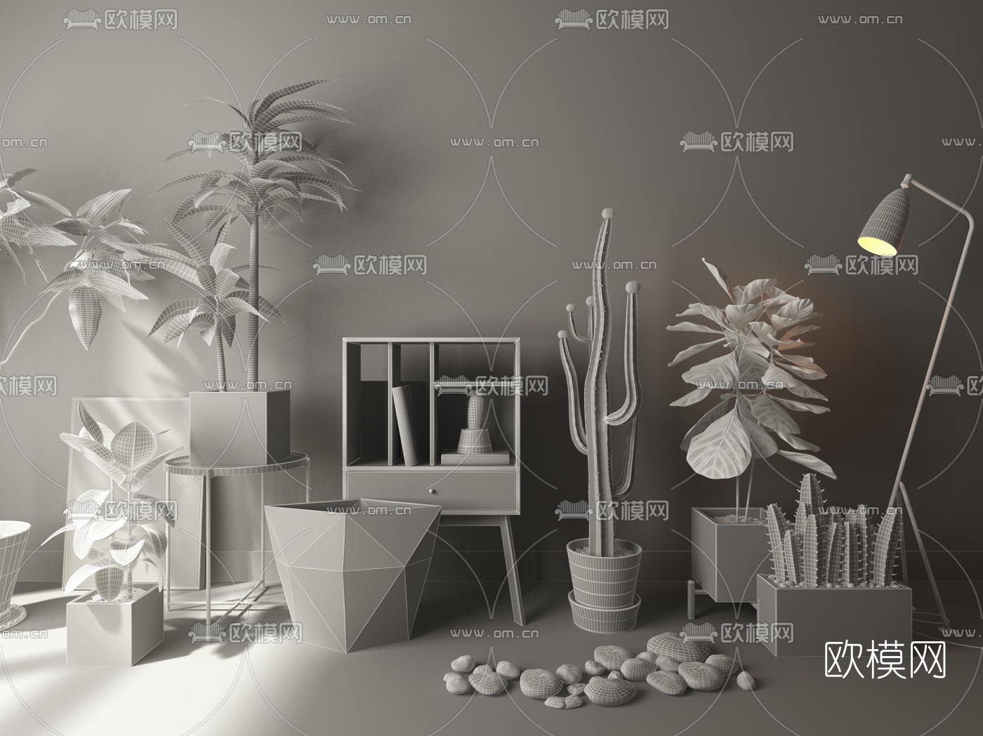 现代植物盆栽3d模型