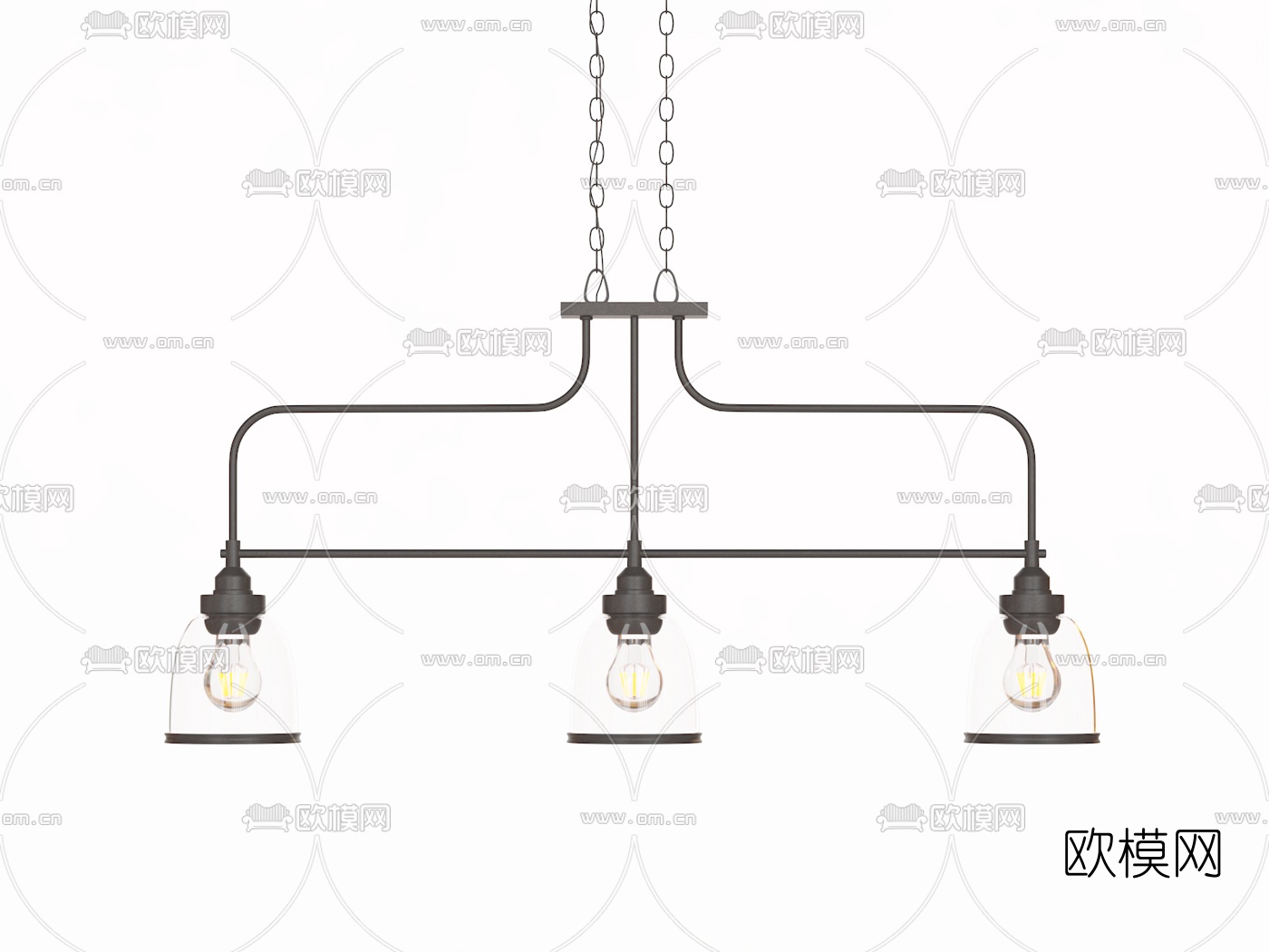 美式吊灯壁灯组合3d模型下载（渲染图2）