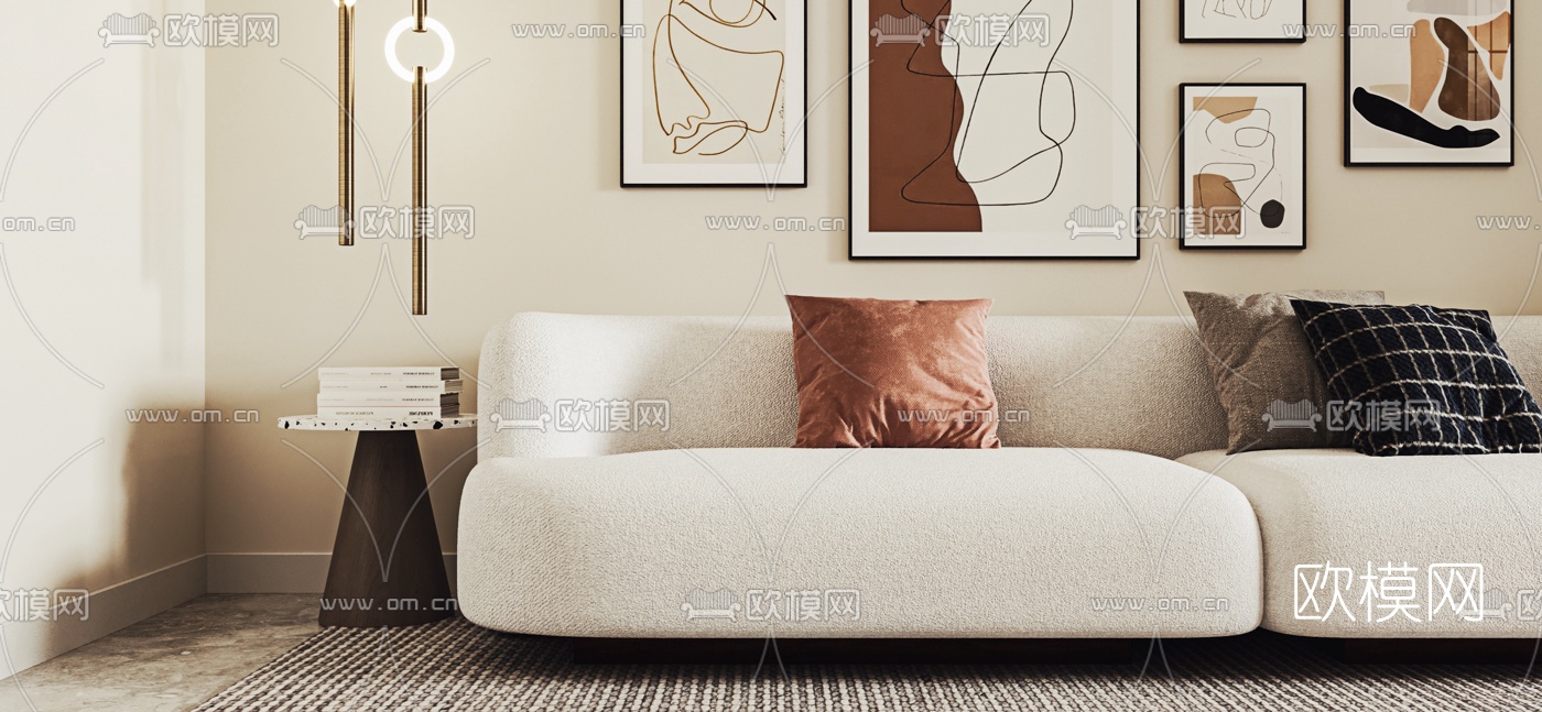 北欧客厅餐厅3d模型下载（渲染图2）