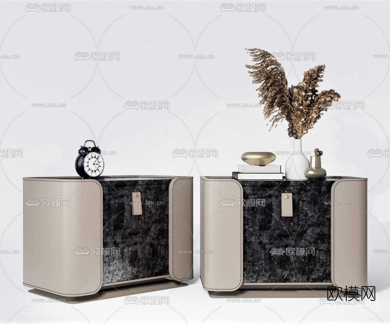 现代轻奢床头柜su模型下载（渲染图1）