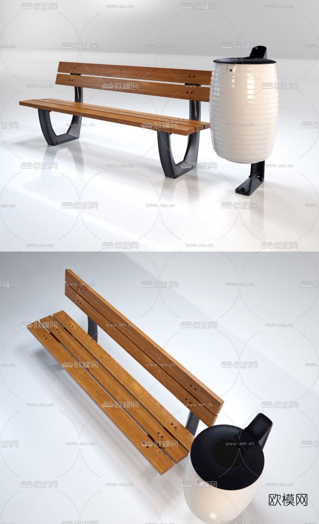 现代公园公用椅3D模型