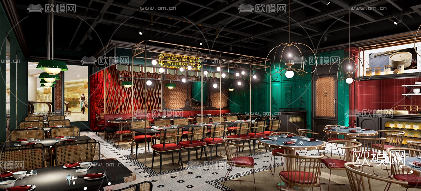 现代港式茶餐厅3d模型