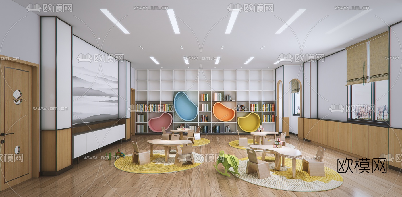 北欧幼儿园教室3d模型下载（渲染图1）