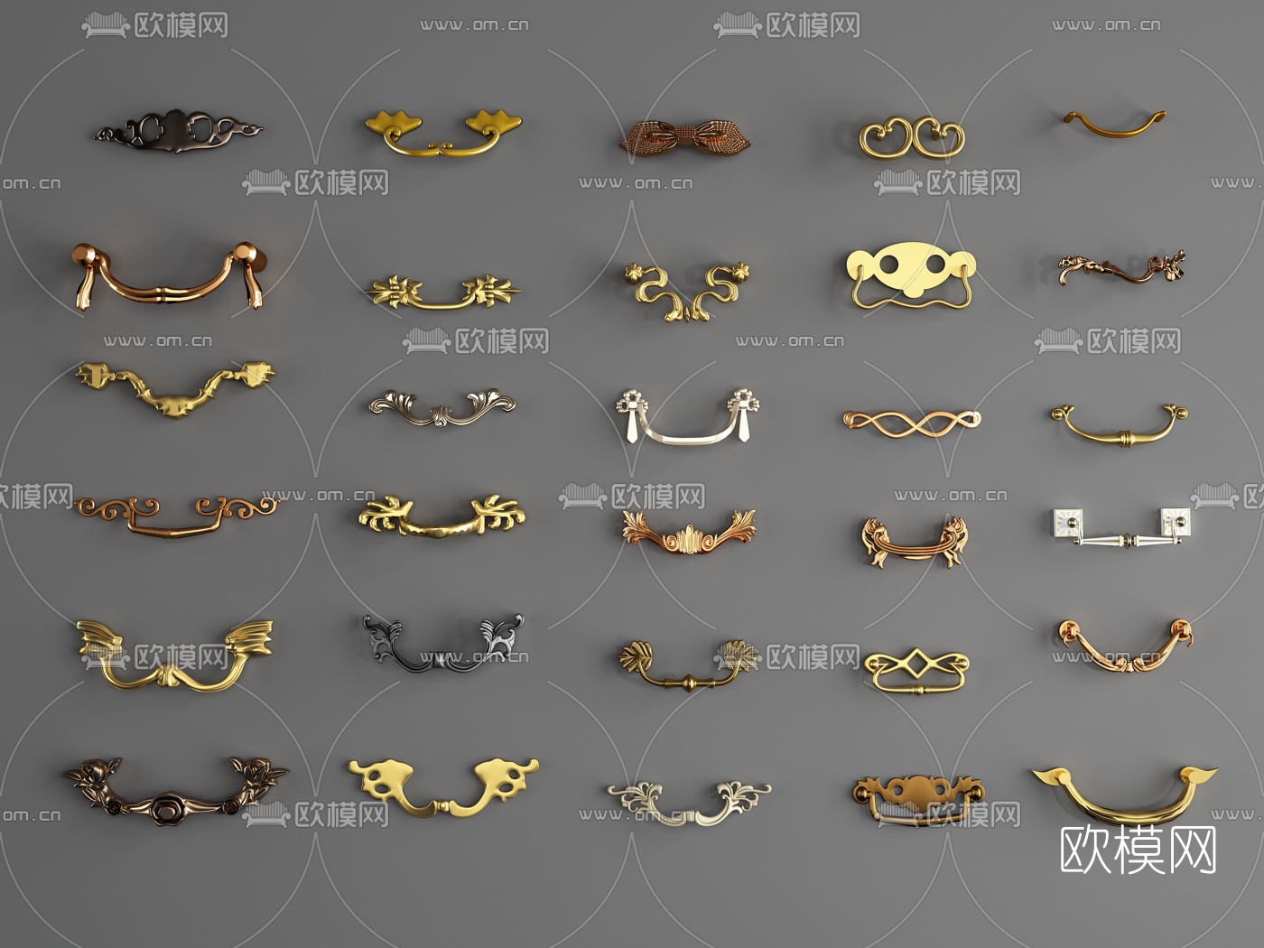 简欧金属抽屉拉手3d模型下载
