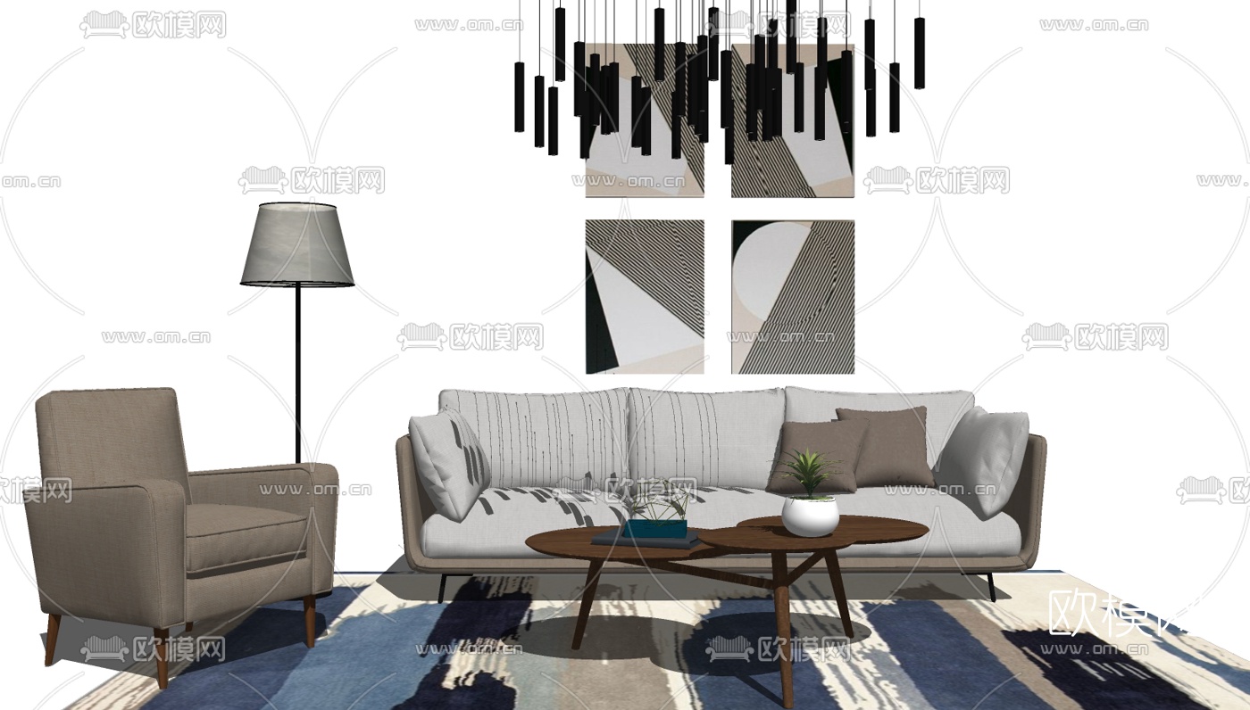 北欧沙发组合免费su模型下载