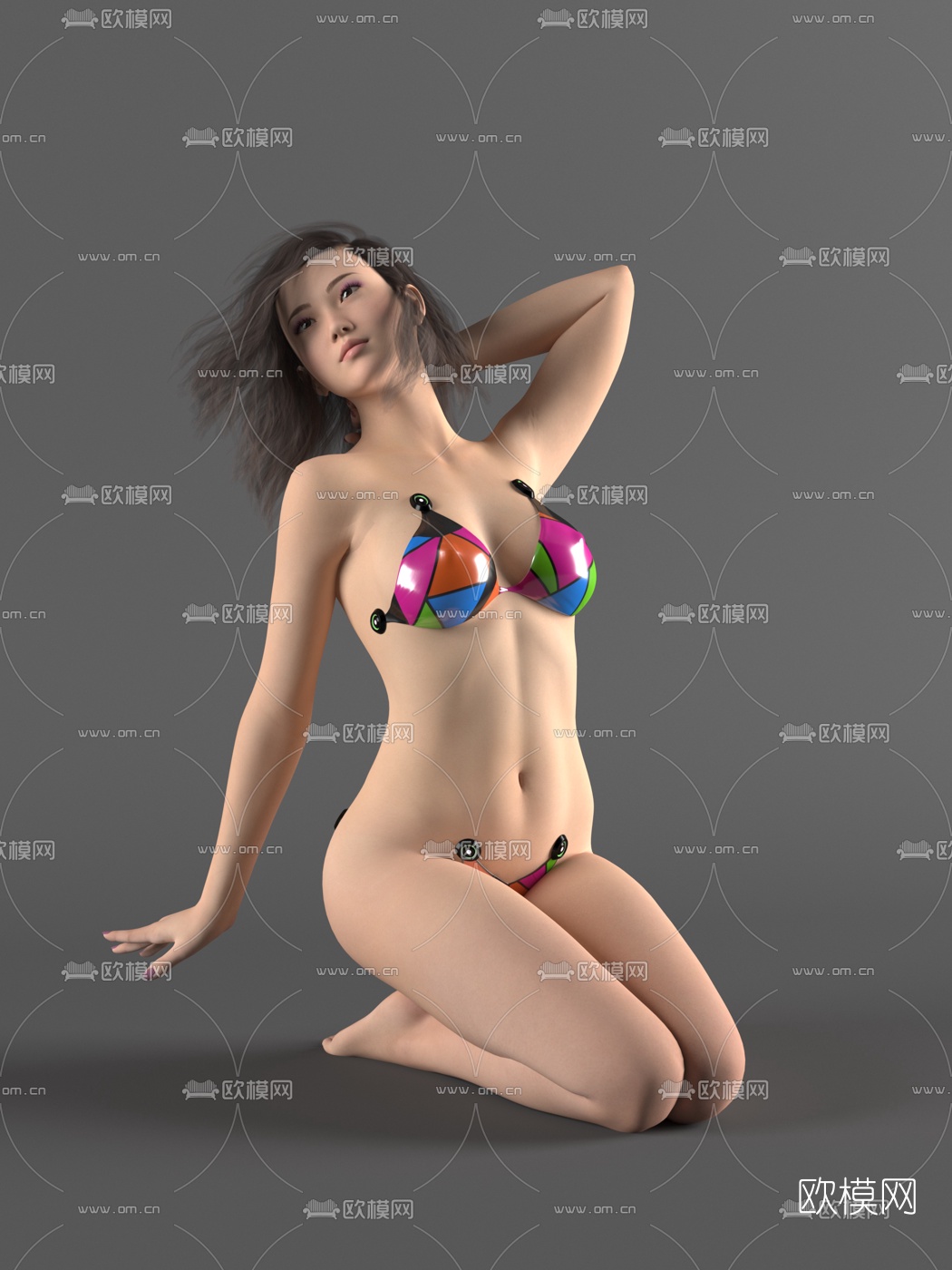 现代泳装美女3d模型