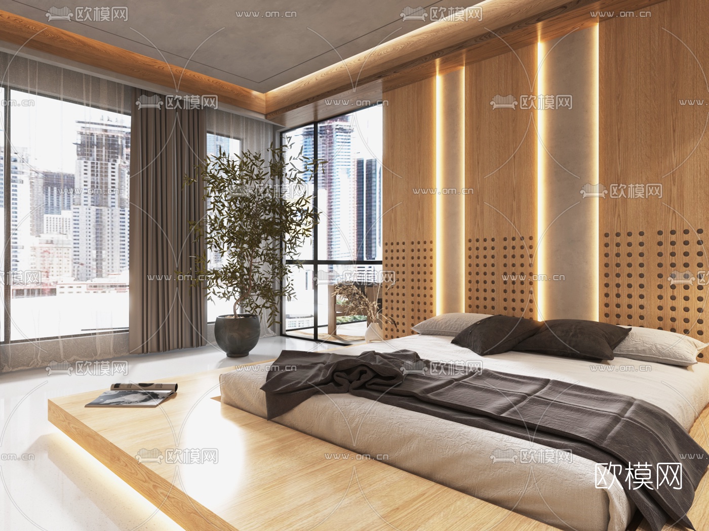 自然风民宿客房3d模型下载（渲染图2）