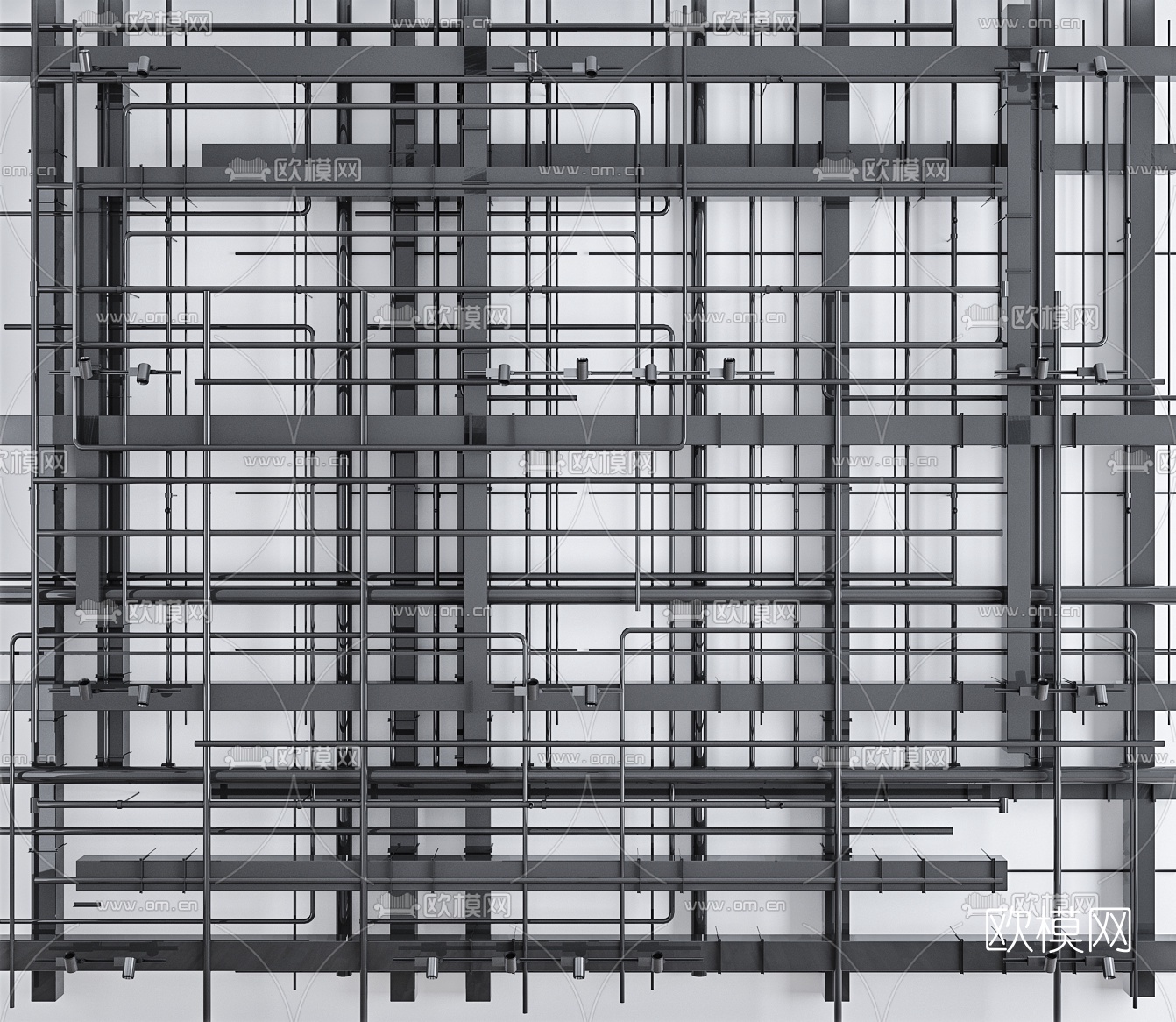 工业风通风管线槽线管3d模型下载