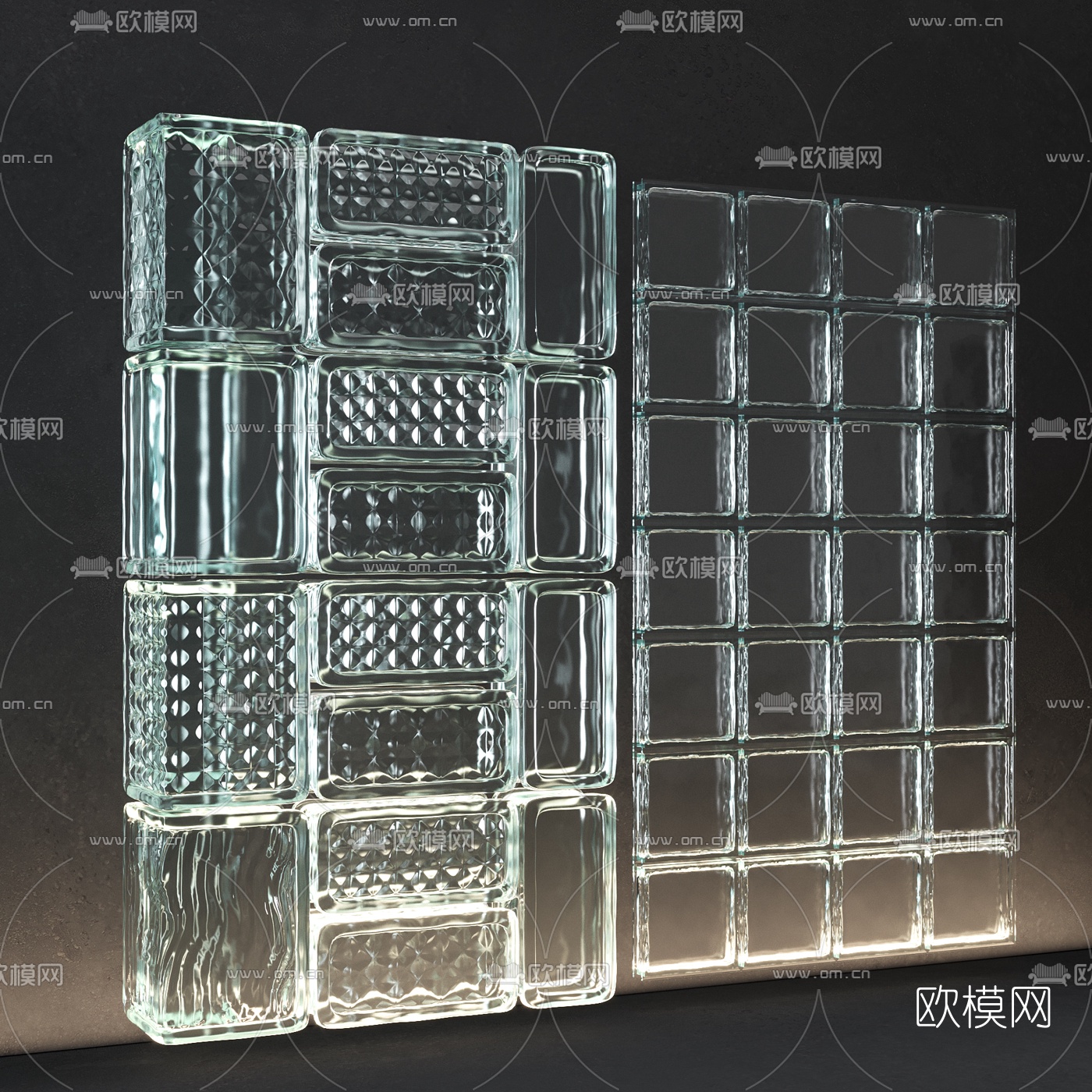 现代玻璃砖3d模型