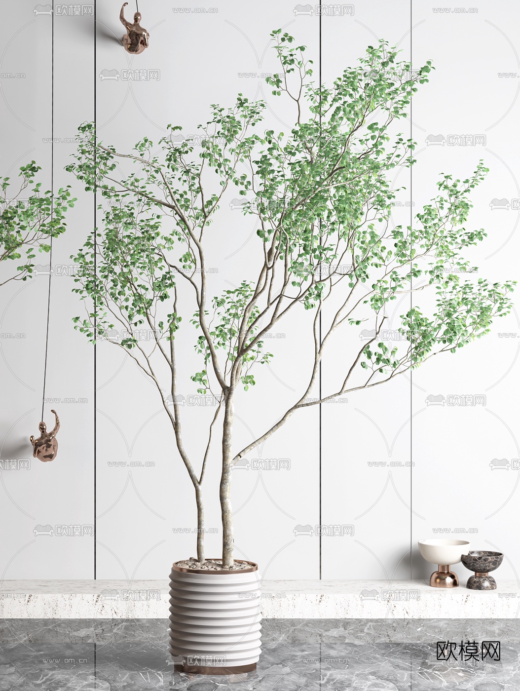 现代绿植盆栽3d模型