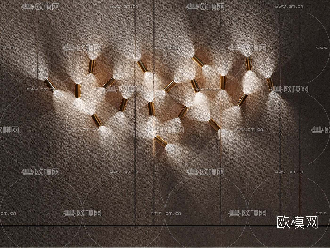 后现代金属壁灯组合3D模型下载（渲染图3）