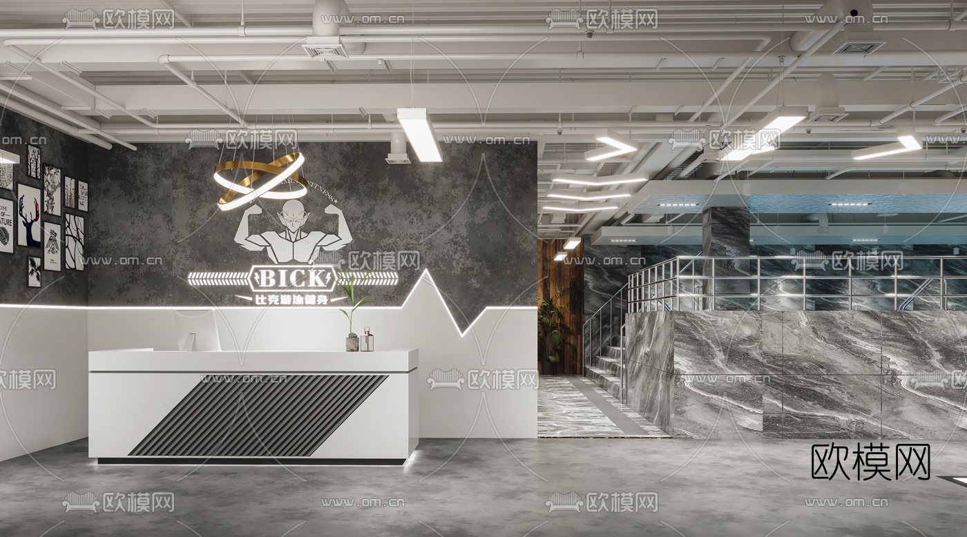 现代健身房3d模型
