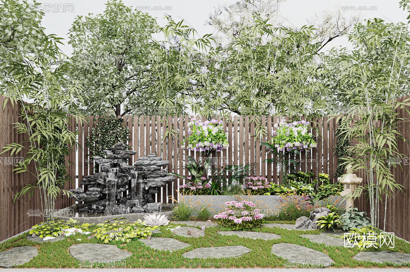 现代庭院花园3d模型