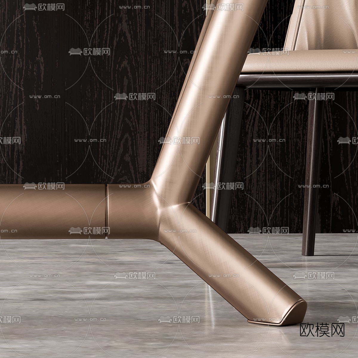 意大利CATTELANITALIA品牌 现代金属玻璃餐桌椅组合3D模型