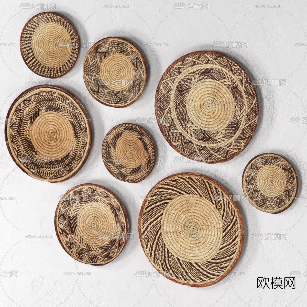 新中式圆形装饰品墙饰挂件3d模型
