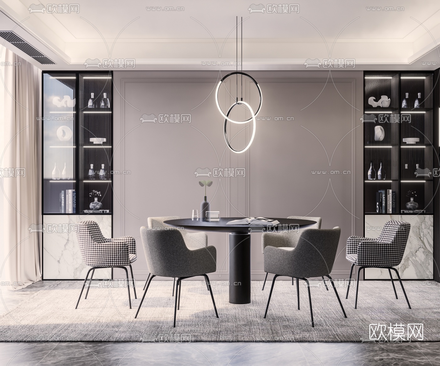 现代餐厅su模型下载（渲染图1）