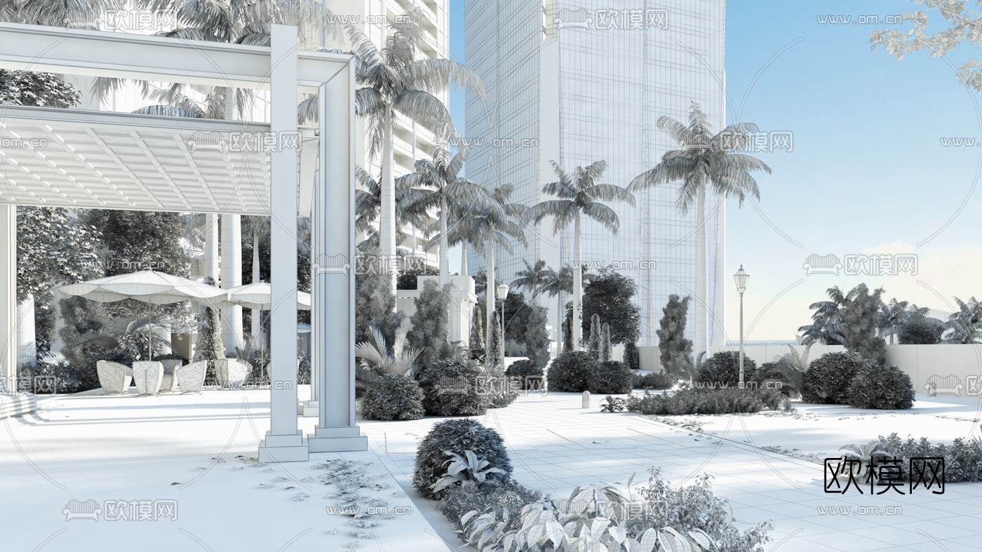 现代建筑园林景观3D模型