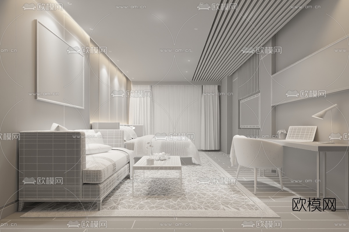 现代酒店客房3D模型
