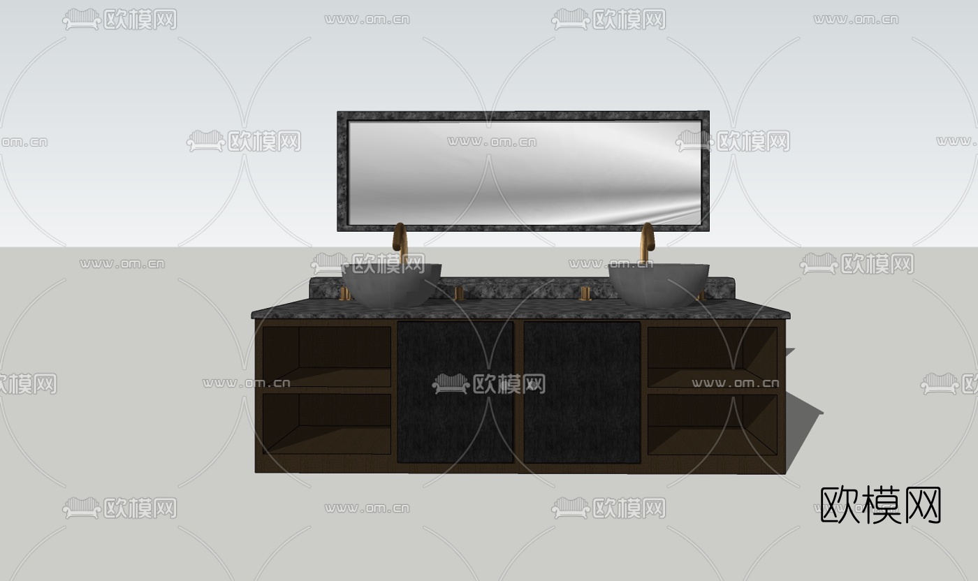 现代洗手台盆免费su模型下载（渲染图2）
