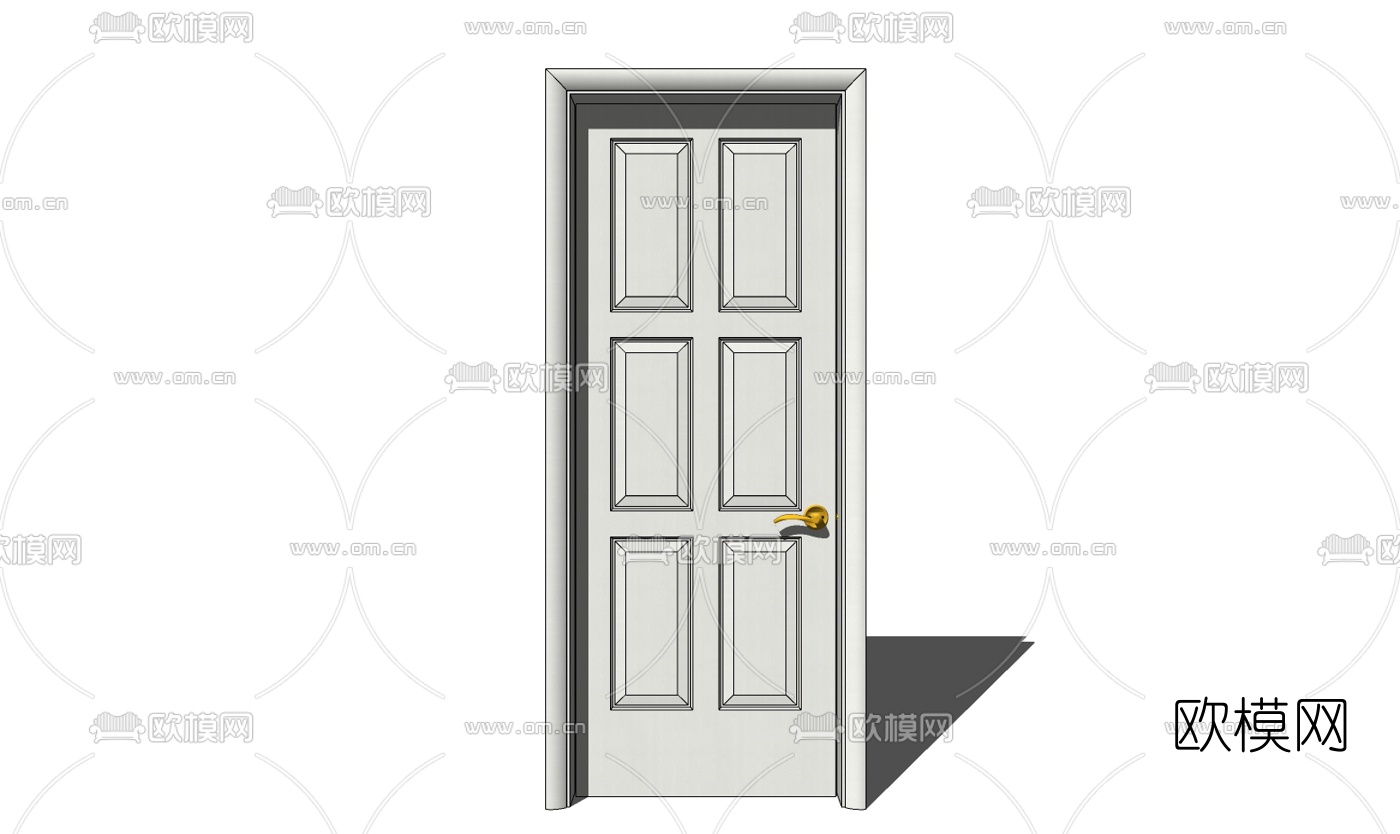 简欧实木平开门免费su模型下载