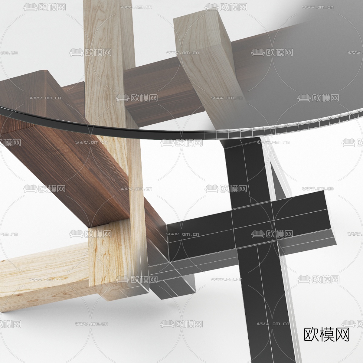现代玻璃茶几3d模型