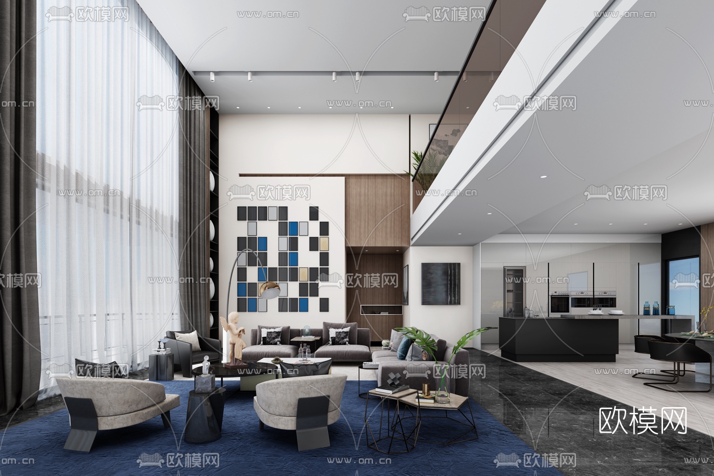 深圳半岛城邦花园复式客厅3d模型