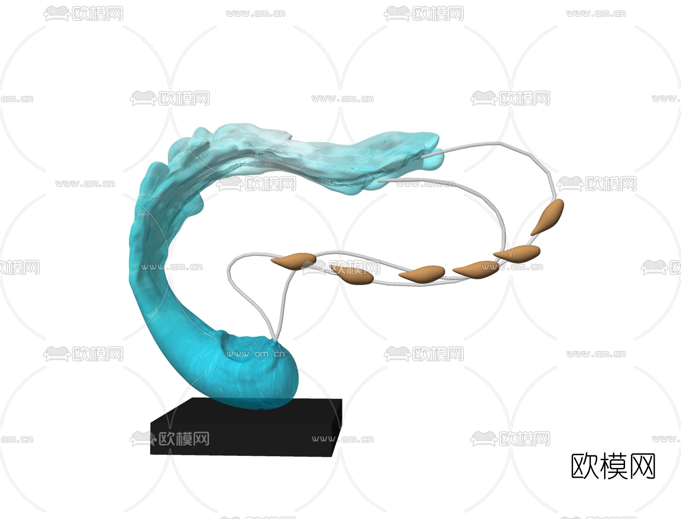 现代浪花雕塑su模型下载