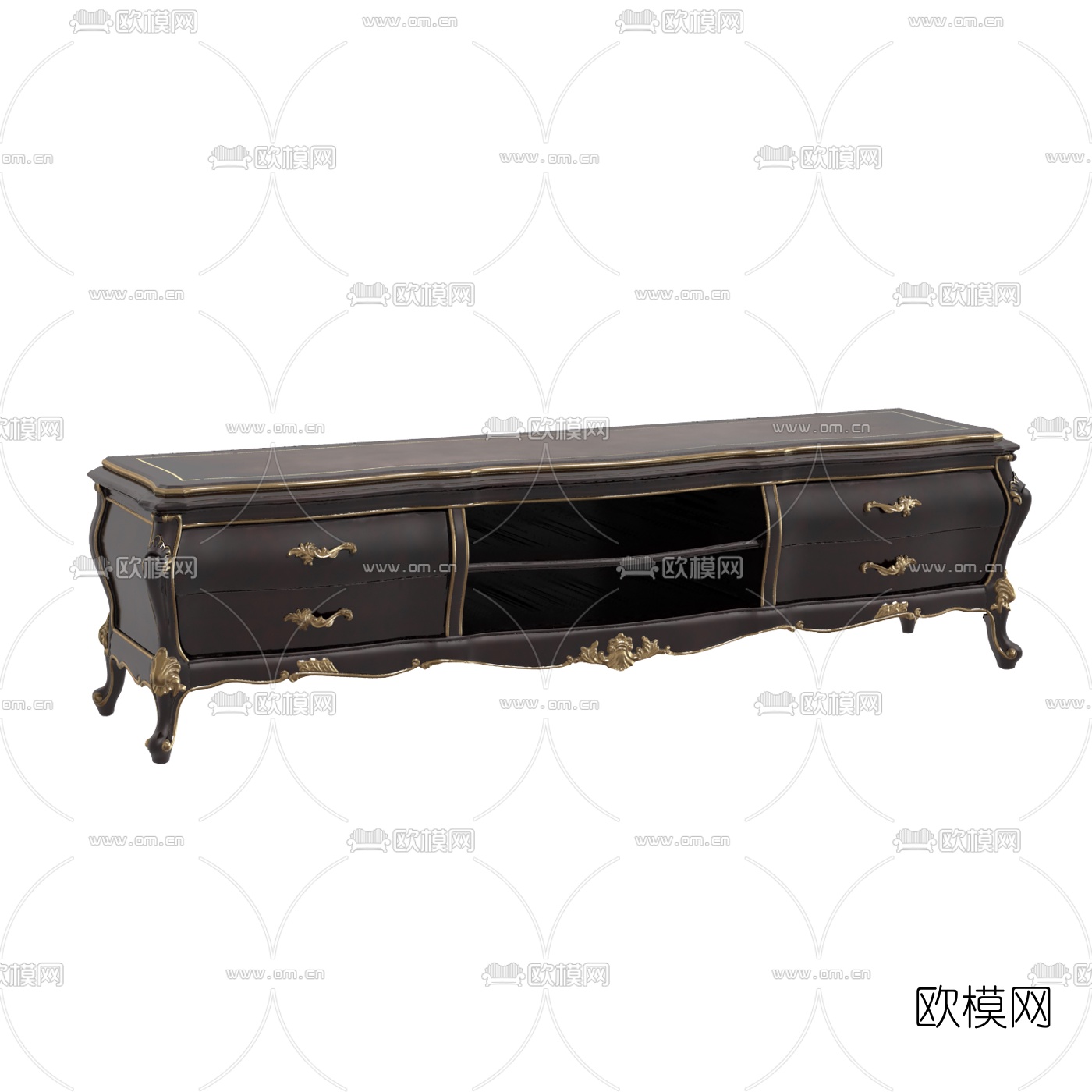 欧式实木电视柜3D模型下载