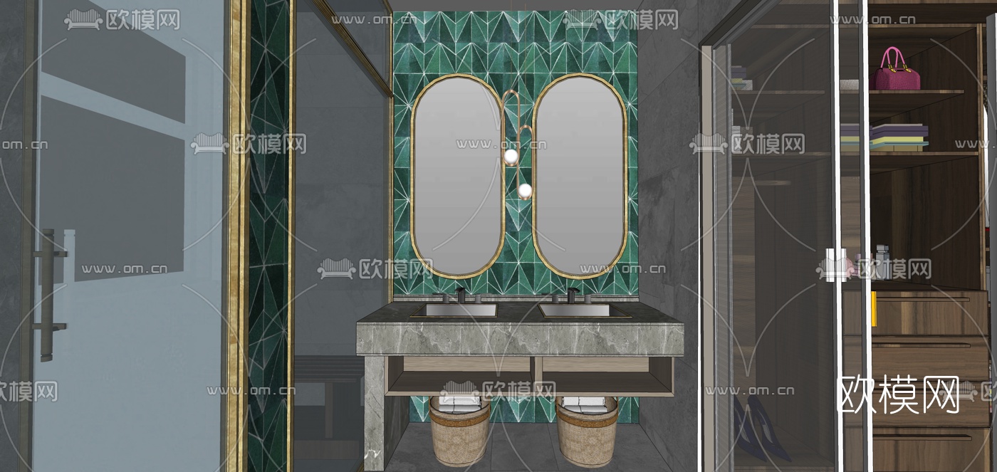 现代轻奢客餐厅su模型下载（渲染图20）